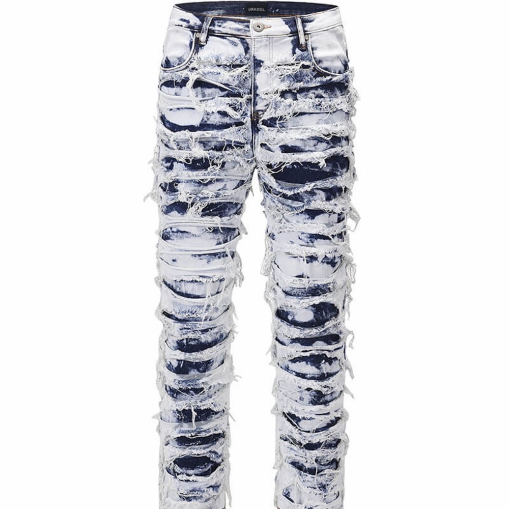 Trendy Distressed Blue and White Skinny Jeans